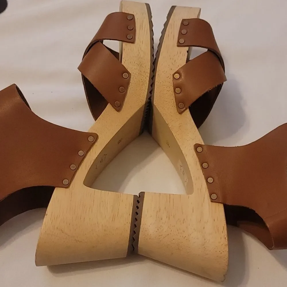 Loft leather wooden platforms size 8‎